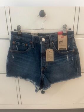 Levi's Dark Blue Denim Cutoff 501 Shorts